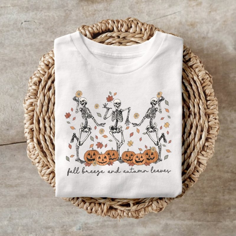 Toperth Skeleton Fall Breeze and Autumn Leaves Sweatshirt – Toperth