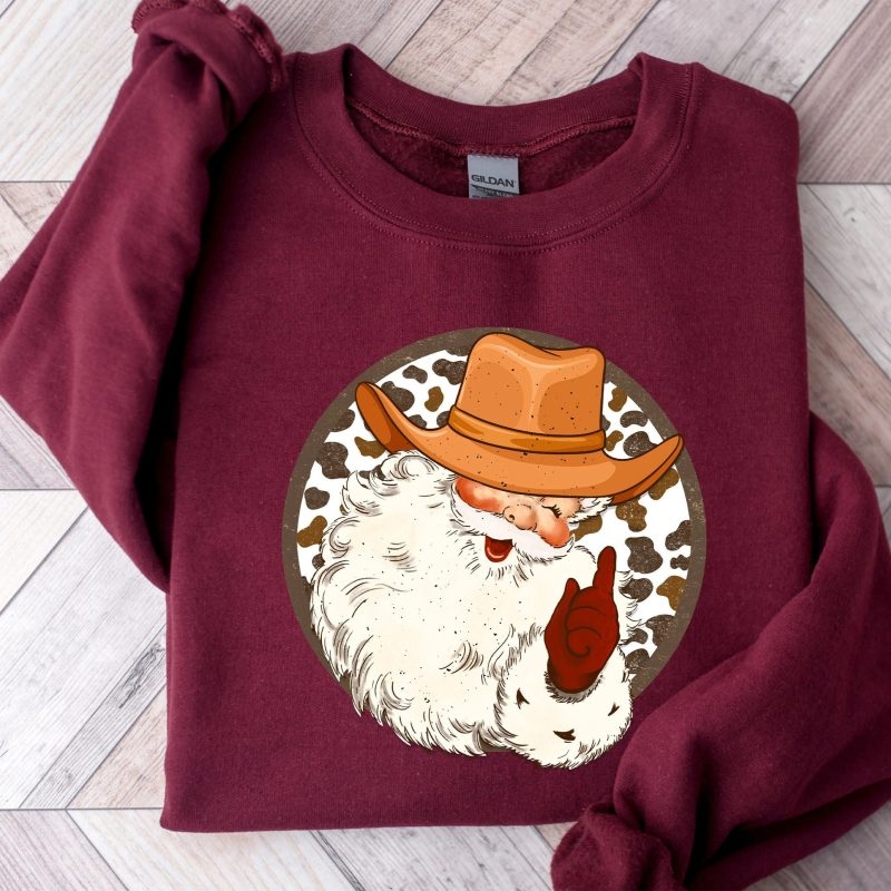 Toperth Cowboy Santa Christmas Sweatshirt – Toperth