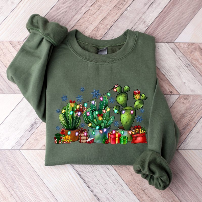 Toperth Christmas Cactus Festive Plant Mom Sweatshirt – Toperth