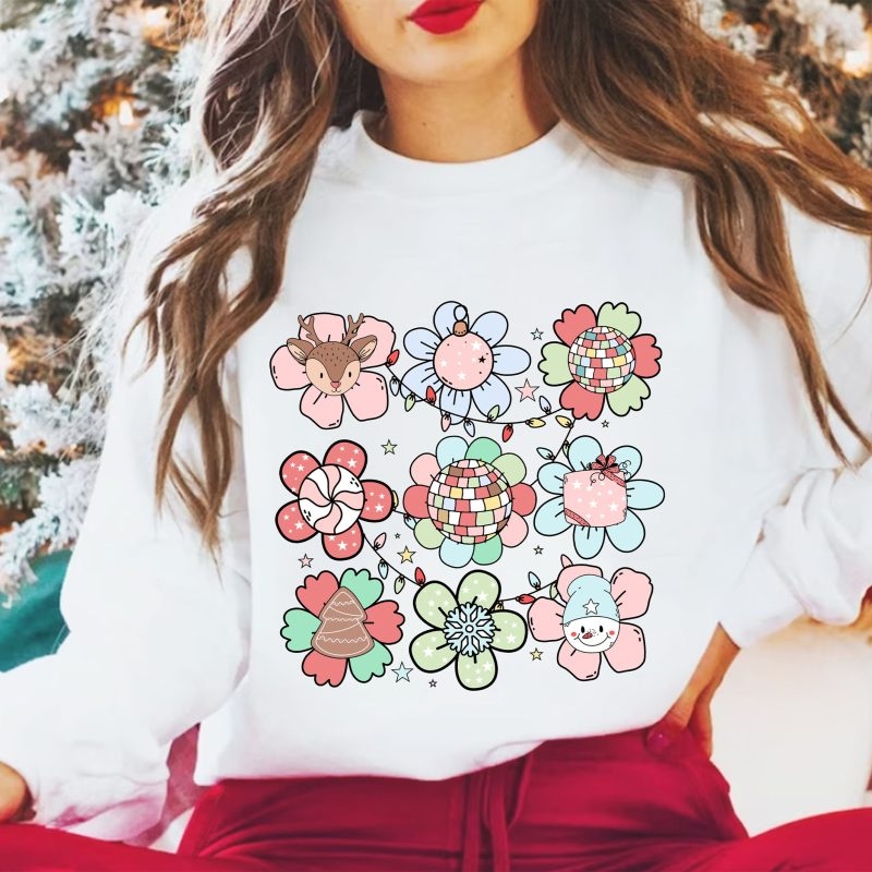 Toperth Retro Groovy Christmas Elements Sweatshirt – Toperth