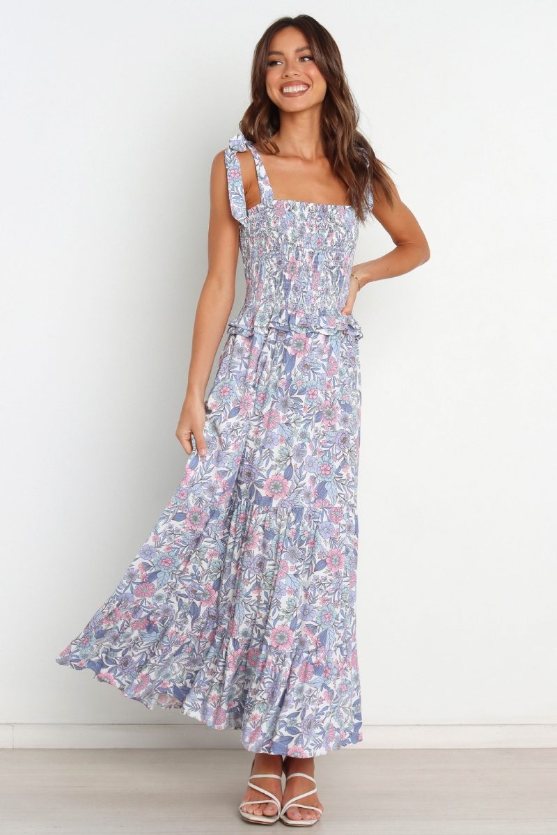 Toperth Floral Printed Smocked Elastic Cami Midi Dress – Toperth