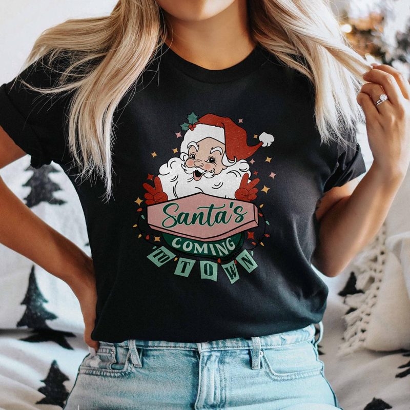Toperth Santa's Coming To Town Christmas T-Shirt – Toperth