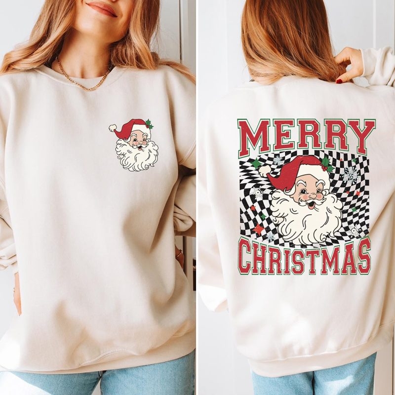 Toperth Merry Christmas Santa Claus Retro Sweatshirt – Toperth