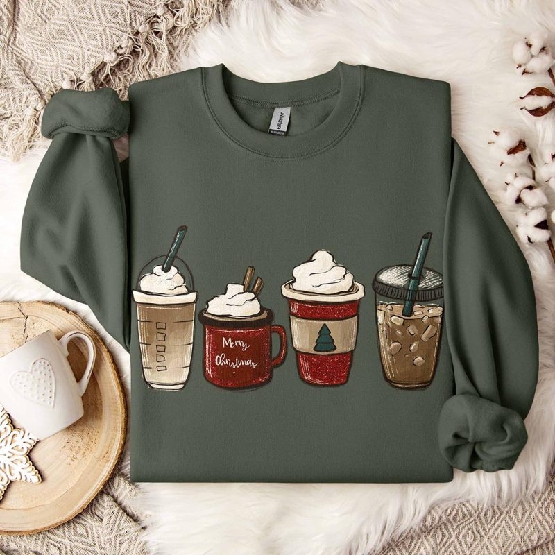 Toperth Christmas Cozy Holiday Coffee Velvet Sweatshirt – Toperth