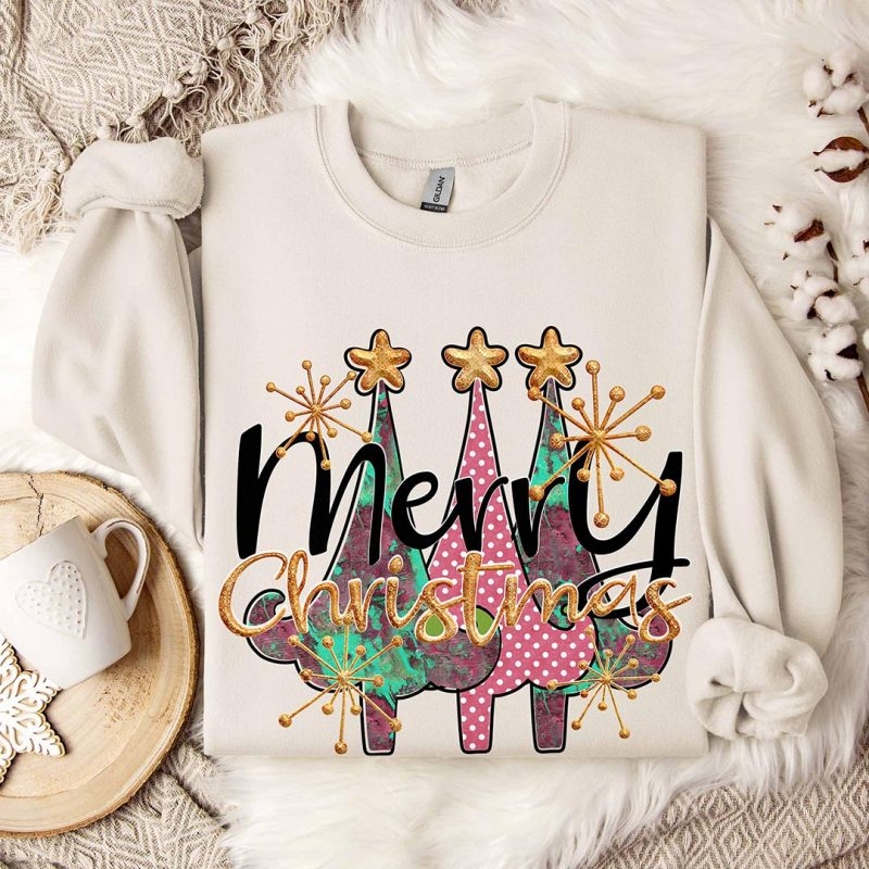 Toperth Merry Christmas Star Tree Sweatshirt – Toperth