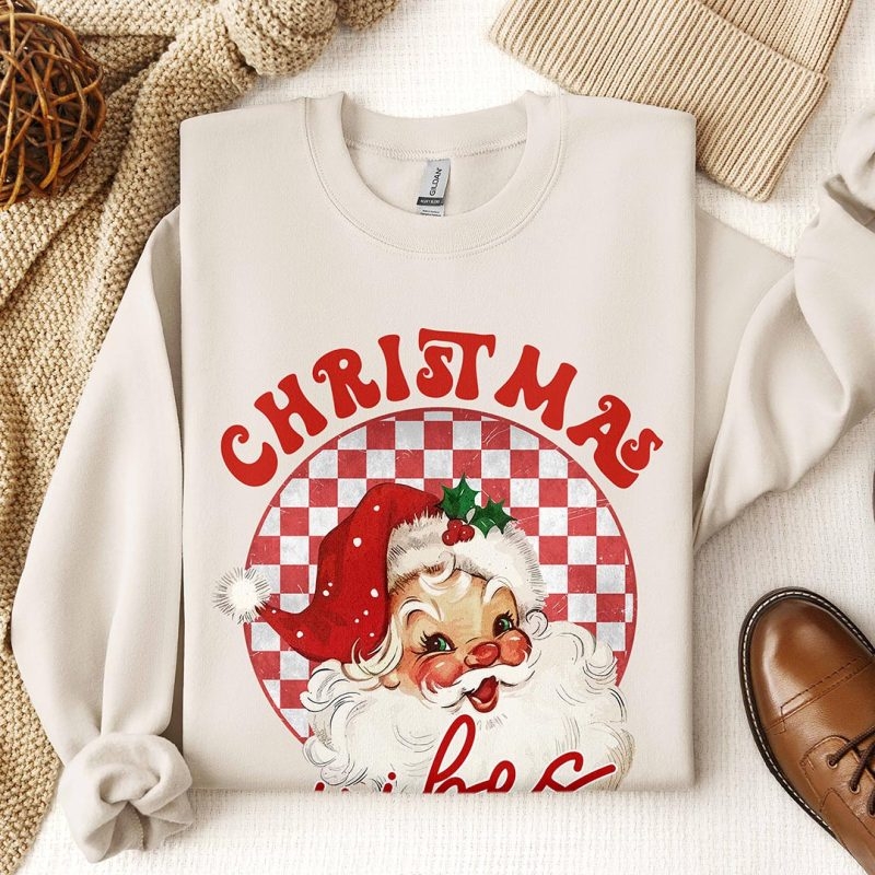 Toperth Christmas Vibes Retro Santa Claus Sweatshirt – Toperth