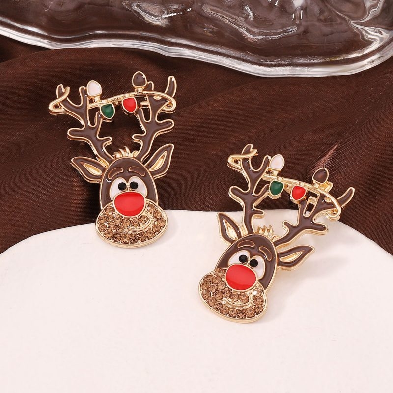 Toperth Rhinestone Christmas Elk Earrings – Toperth