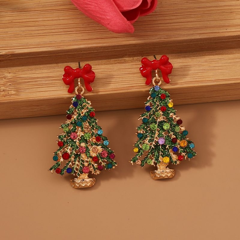 Toperth Gorgeous Rhinestone Christmas Tree Earrings – Toperth