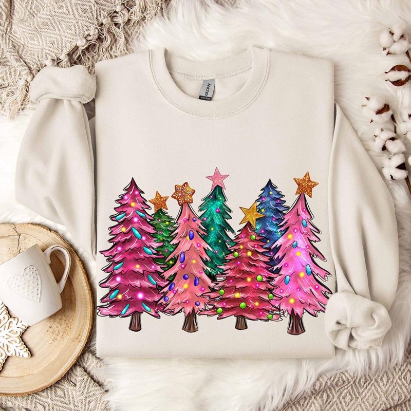 Toperth Merry Christmas Trees With Light Sweatshirt – Toperth