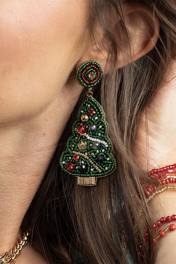 Toperth Christmas Tree Shape Beaded Earring – Toperth