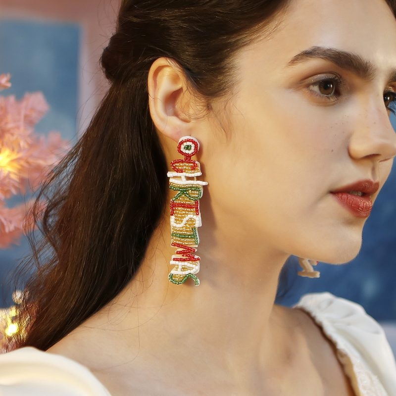 Toperth Colorful Merry Christmas Tassel Earrings – Toperth