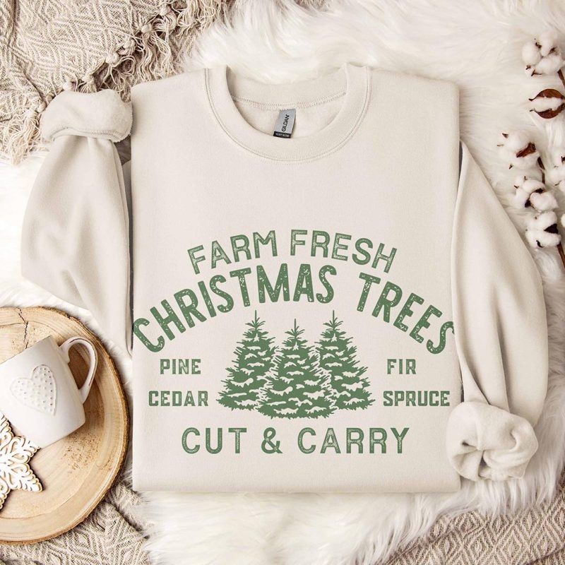 Toperth Retro Farm Fresh Christmas Trees Sweatshirt – Toperth