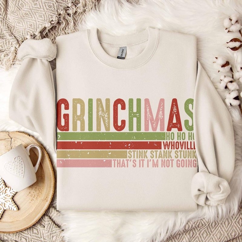 Toperth Retro Christmas Grinchmas Santa Claus Sweatshirt – Toperth