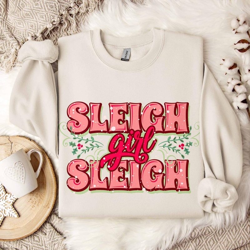 Toperth Retro Christmas Sleigh Girl Sleigh Sweatshirt – Toperth