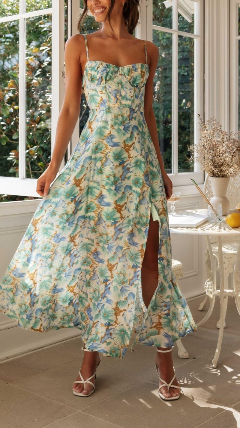 Toperth Enchanted Garden Adjustable Strap Floral Maxi Dress – Toperth