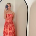 Toperth Red Elegance Palm Leaf Print Maxi Dress photo review