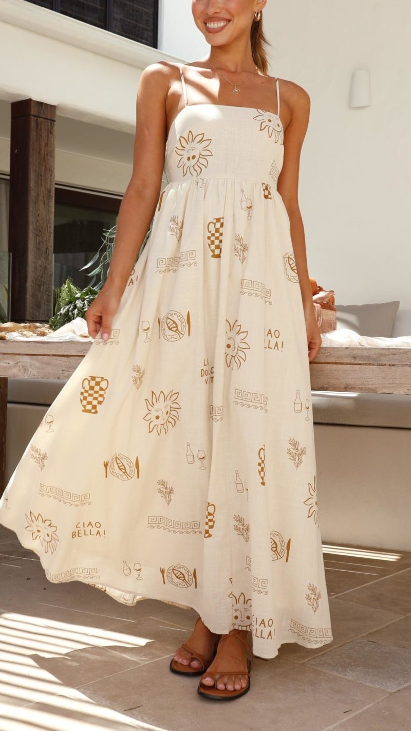 Toperth Sun-Kissed Charm Brown Cut-Out Detail Maxi Dress – Toperth