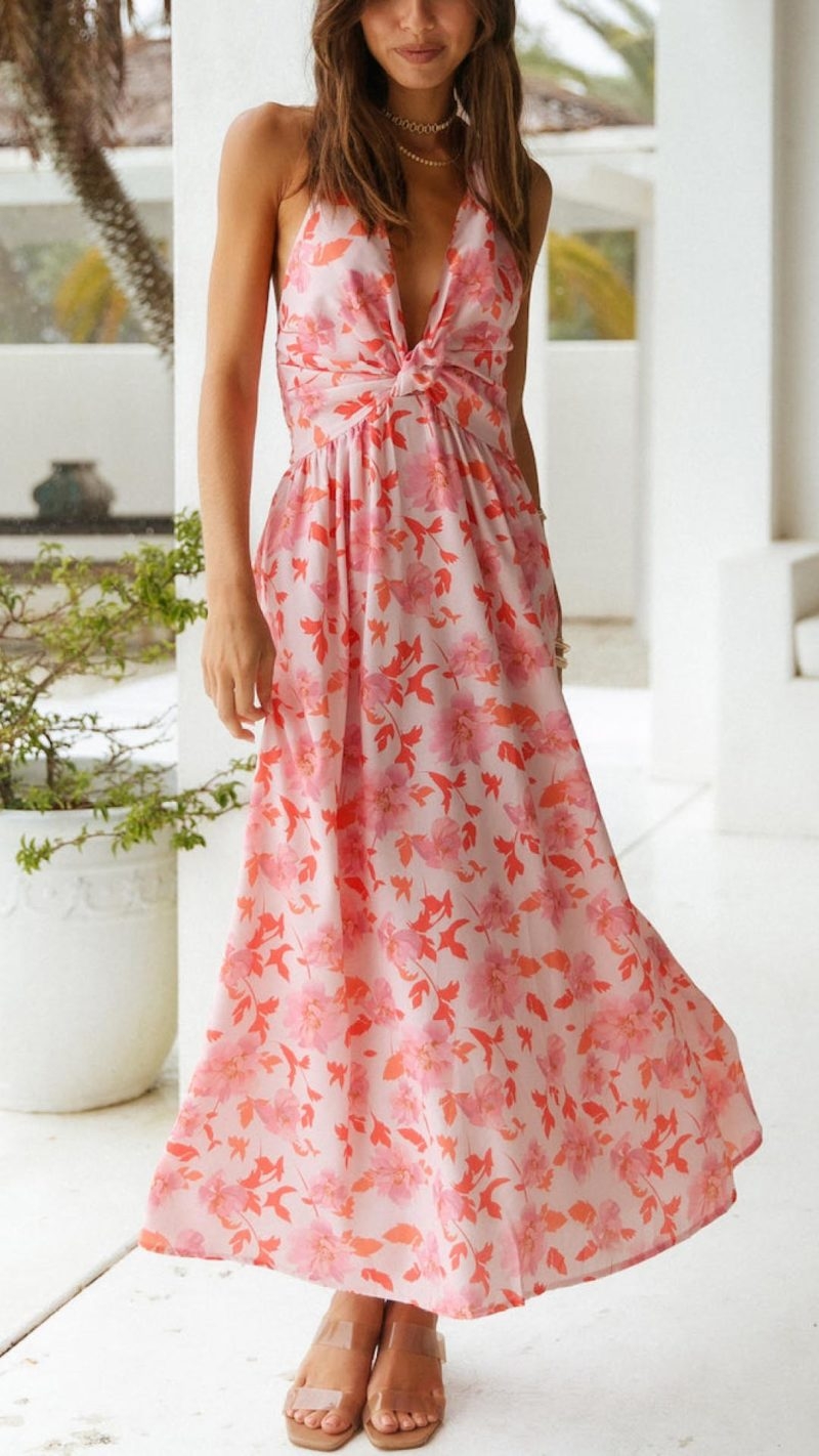 Toperth Cherry Blossom Wrap Maxi Dress – Toperth