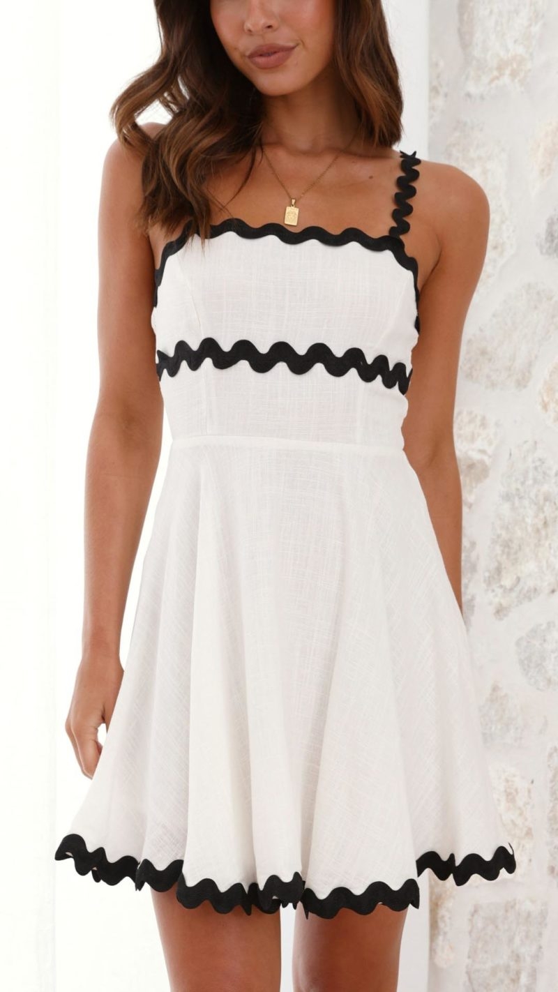 Toperth Chic White Ric Rac Mini Dress – Toperth