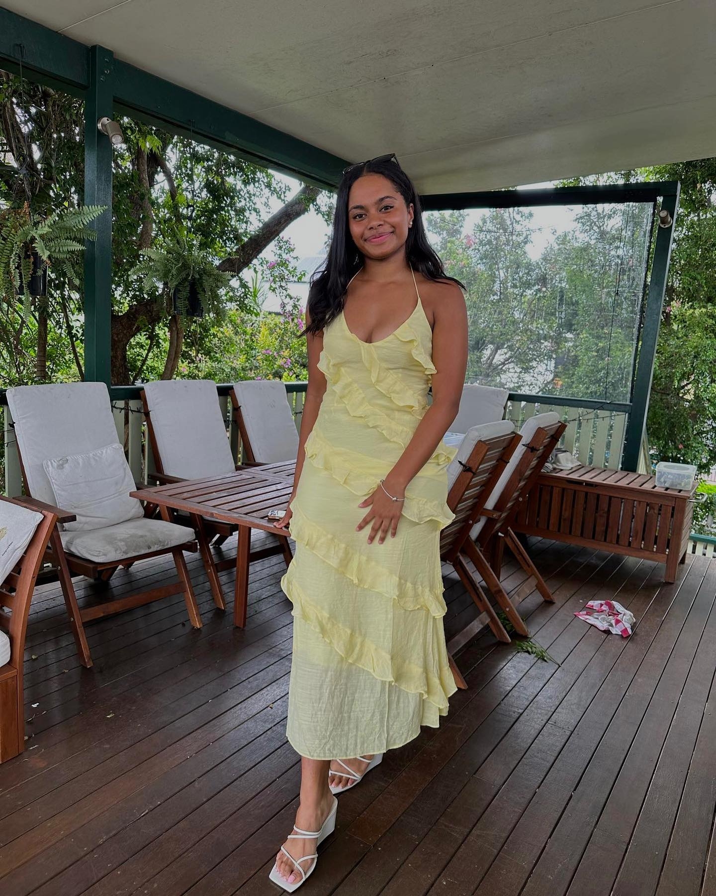 Toperth Sunny Ruffle Halter Maxi Dress photo review