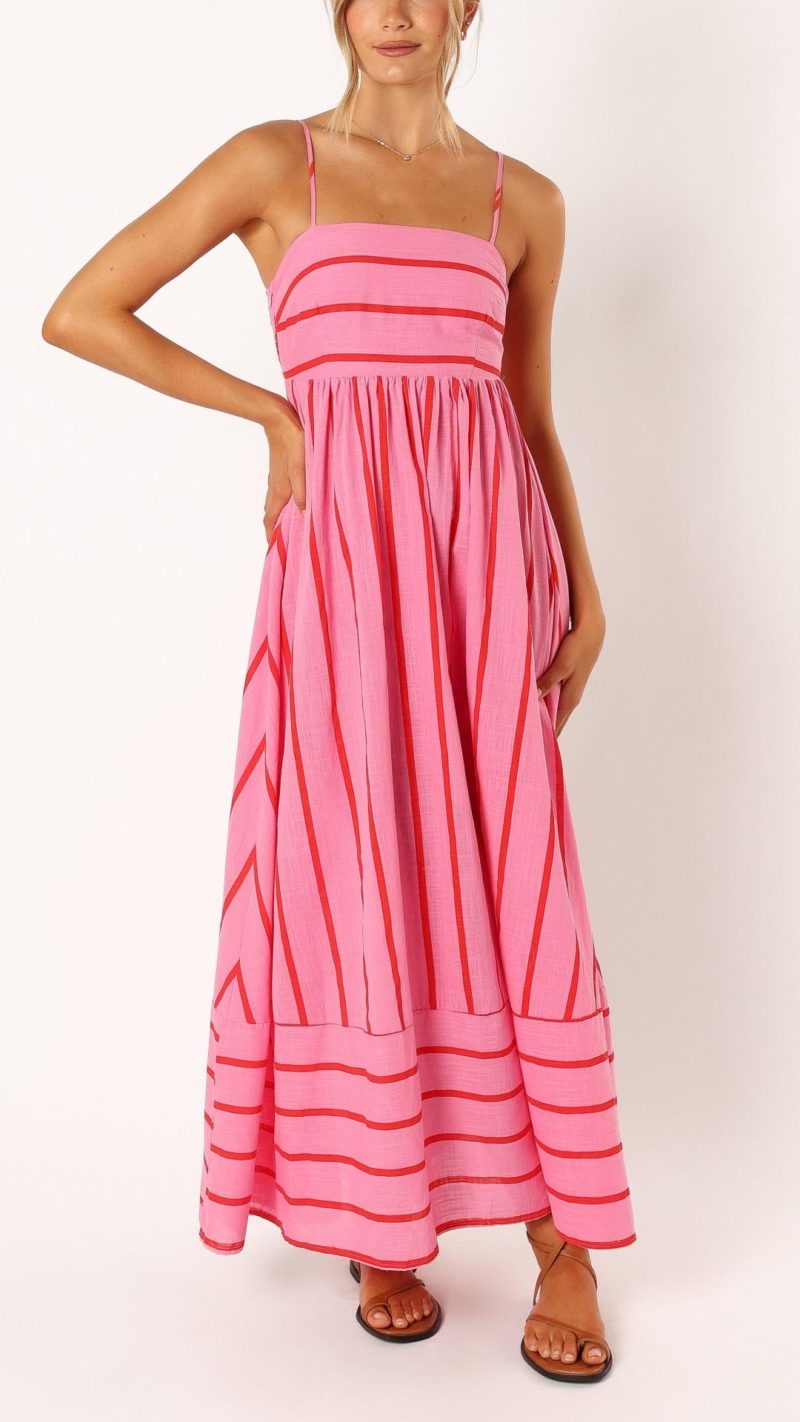 Toperth Elegant Pink Adjustable Maxi Dress – Toperth