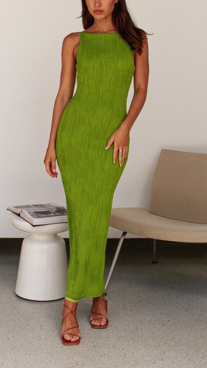Toperth Emerald Textured Maxi Dress – Toperth