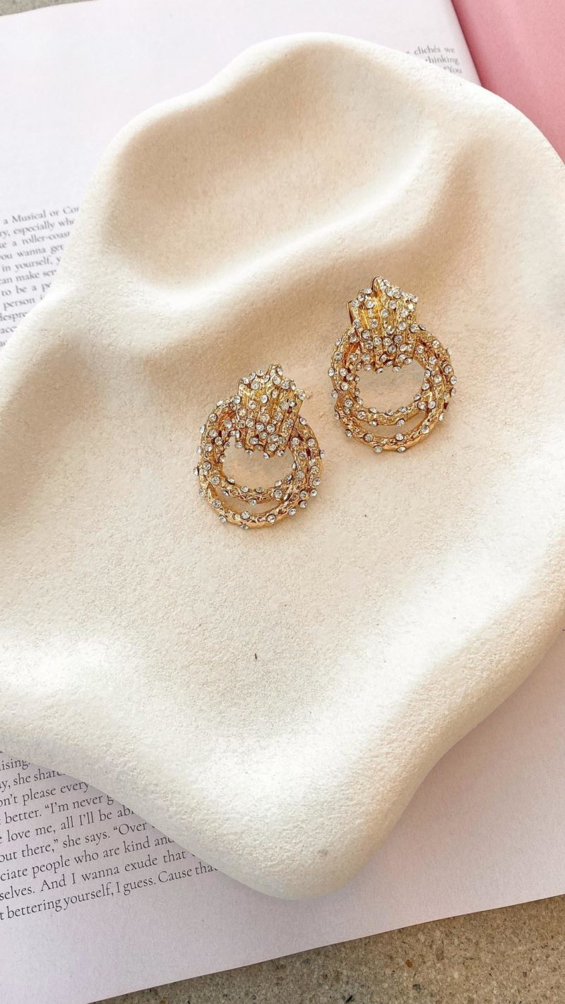 Toperth Golden Spiral Diamante Earrings – Toperth