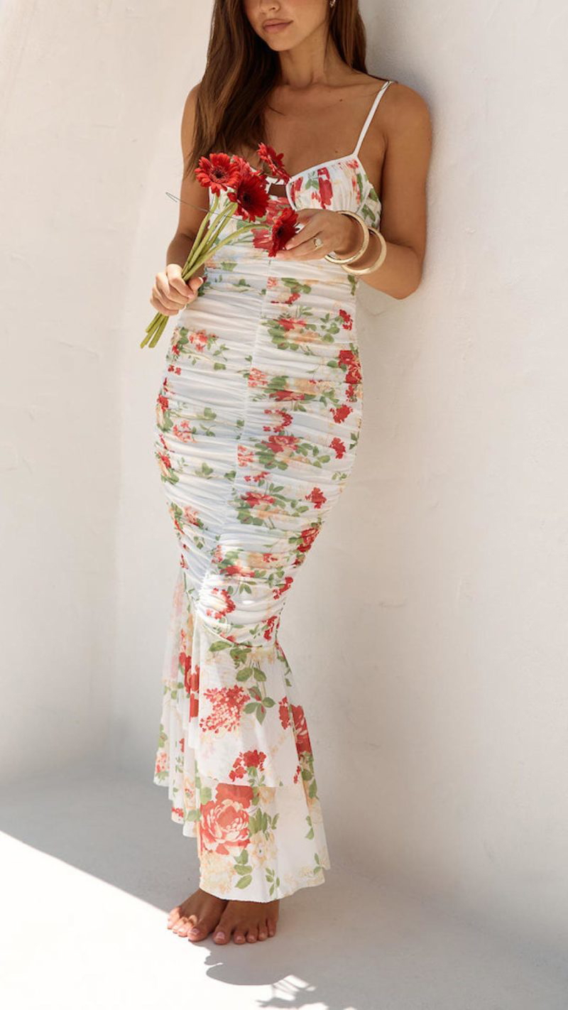 Toperth Floral Mesh Bodycon Maxi Dress – Toperth