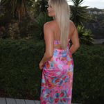 Toperth Pink Floral Strapless Maxi Dress photo review