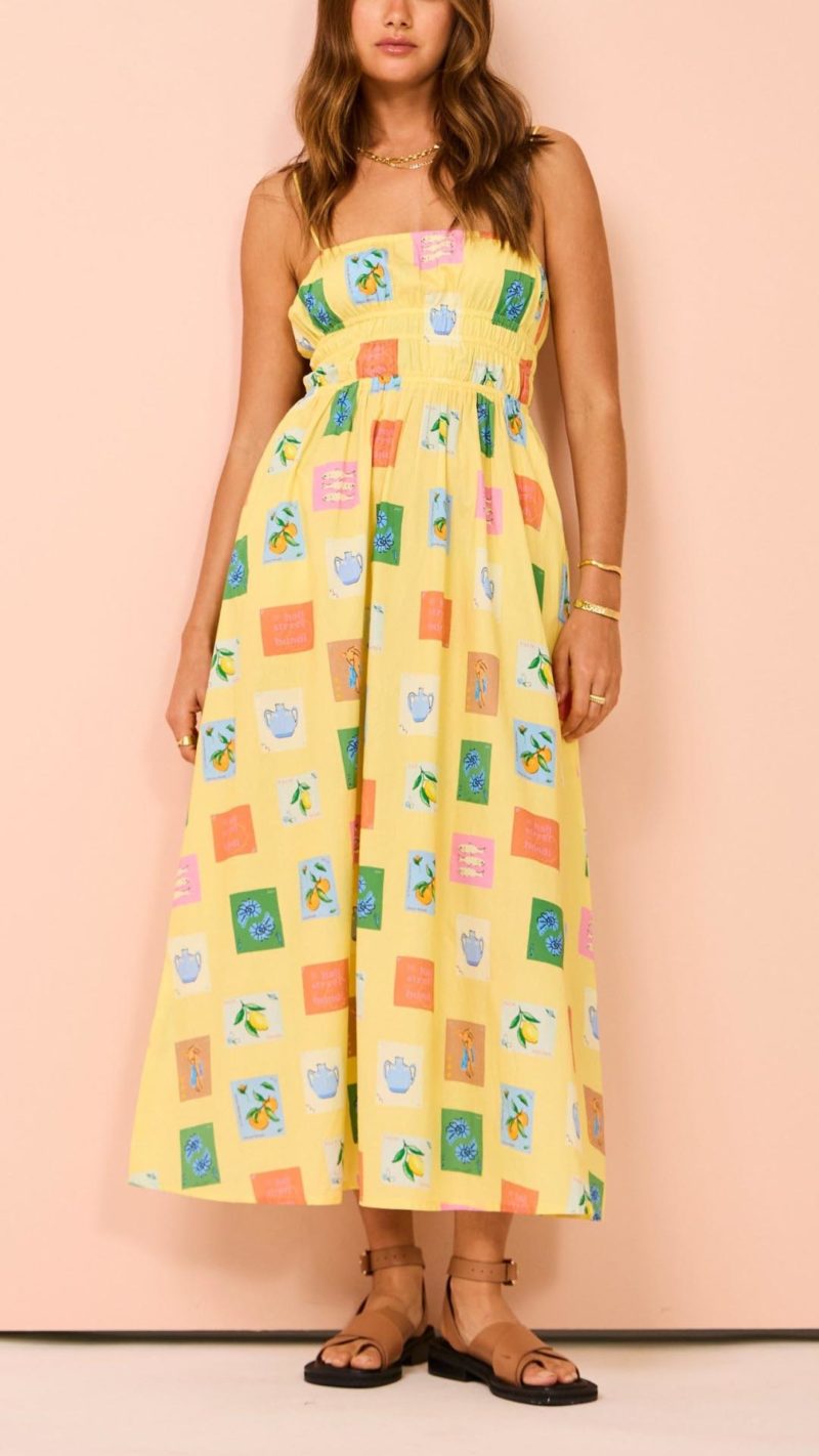 Toperth Yellow Emblem Midi Dress – Toperth