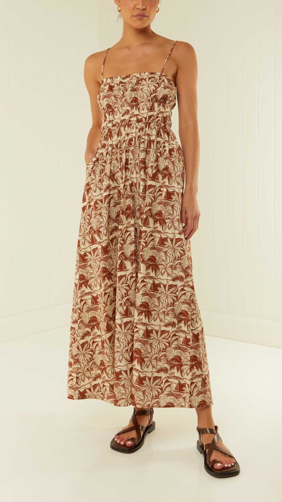 Tropical Print High Low Maxi Dress