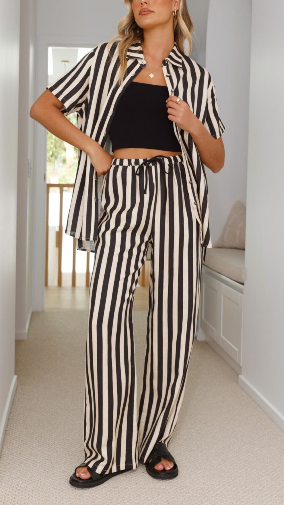 Button down shirt and pants two piece set. main image 0