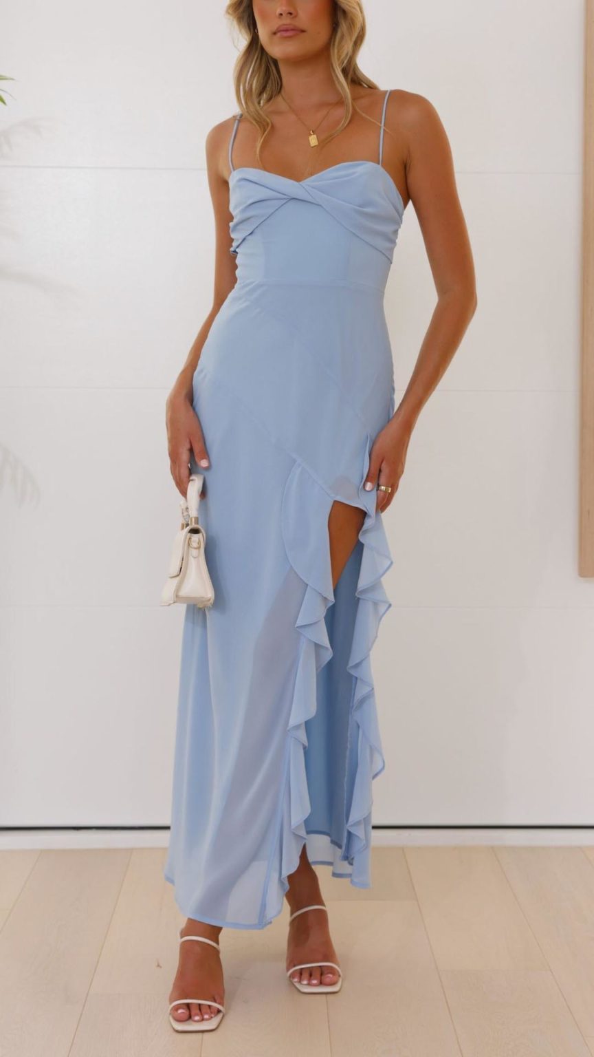 Marceline | Strapless Ruffle Slit Maxi Dress