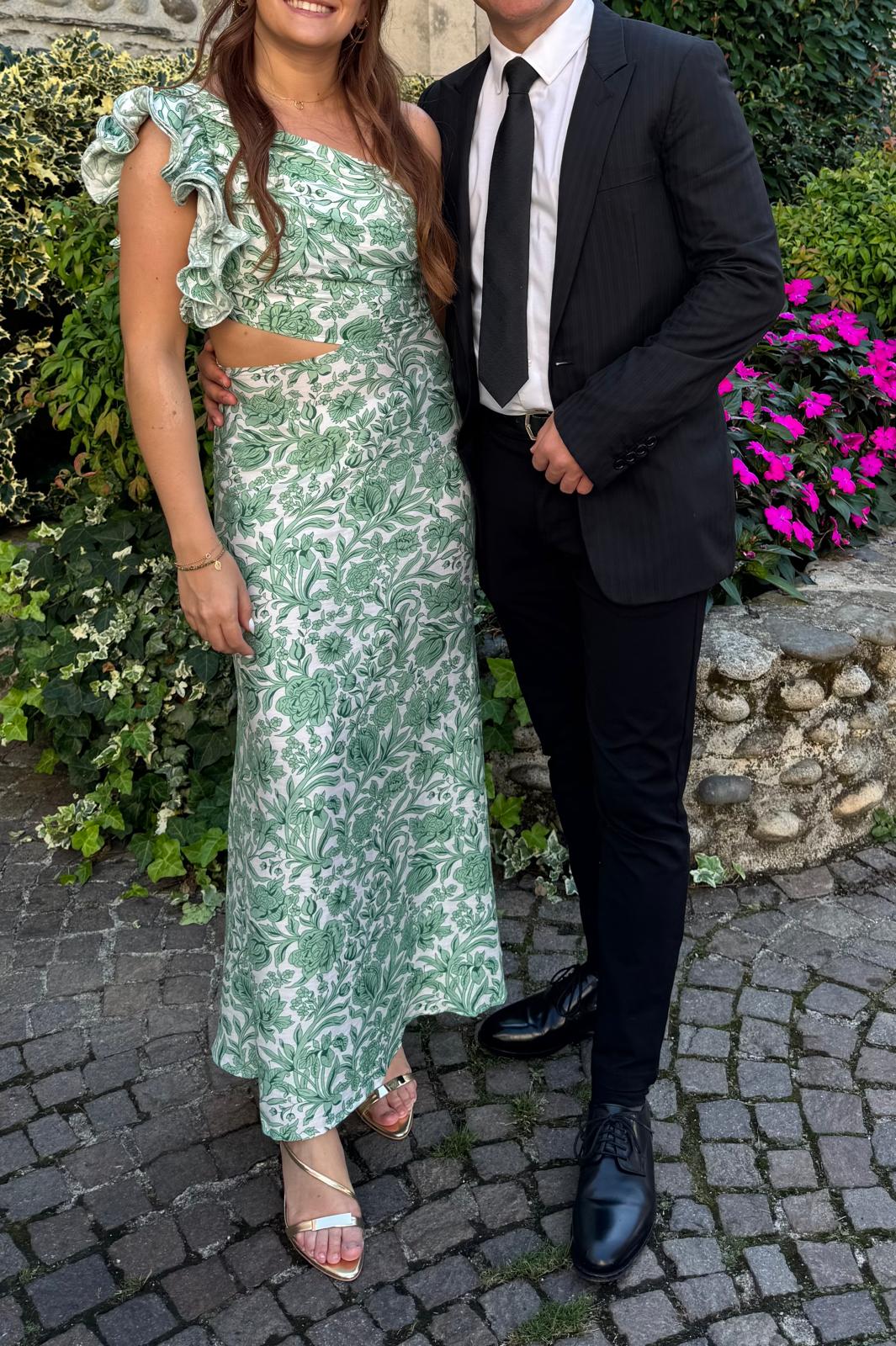 Toperth Green Floral One-Shoulder Cutout Maxi Dress photo review