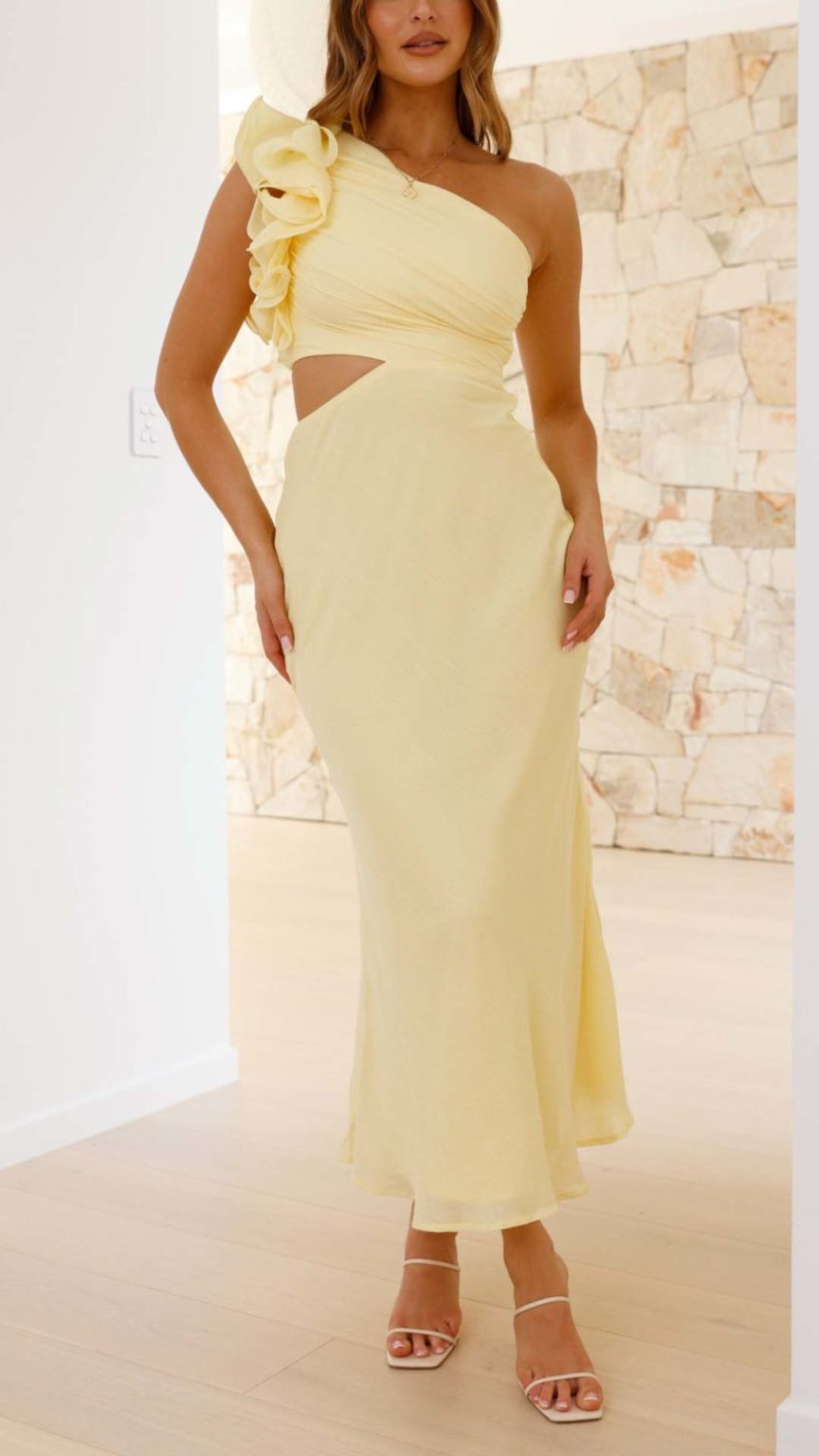 Piece Of Paradise One Shoulder Maxi Dress Yellow main image 1