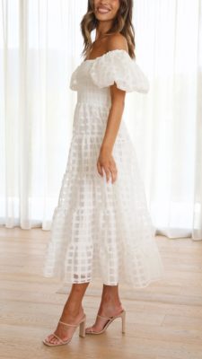 Tover | White Broderie Plunge-Neck Maxi Dress