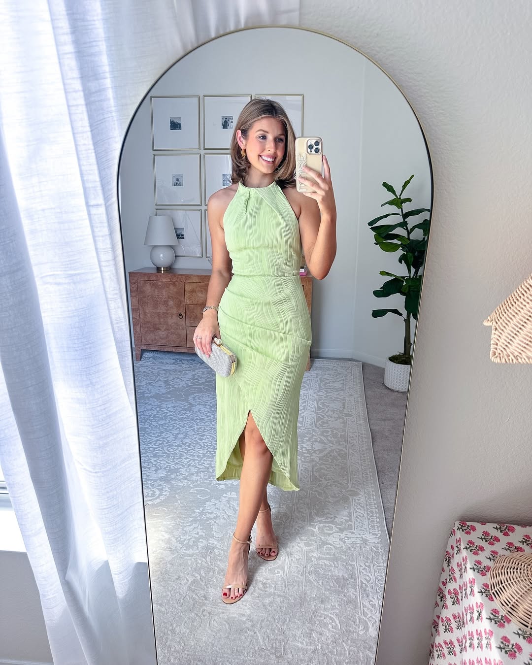 Toperth Green Elegant Pleated Asymmetrical Front Maxi Dress photo review