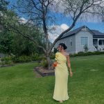 Toperth Yellow One-Shoulder Cutout Maxi Dress photo review