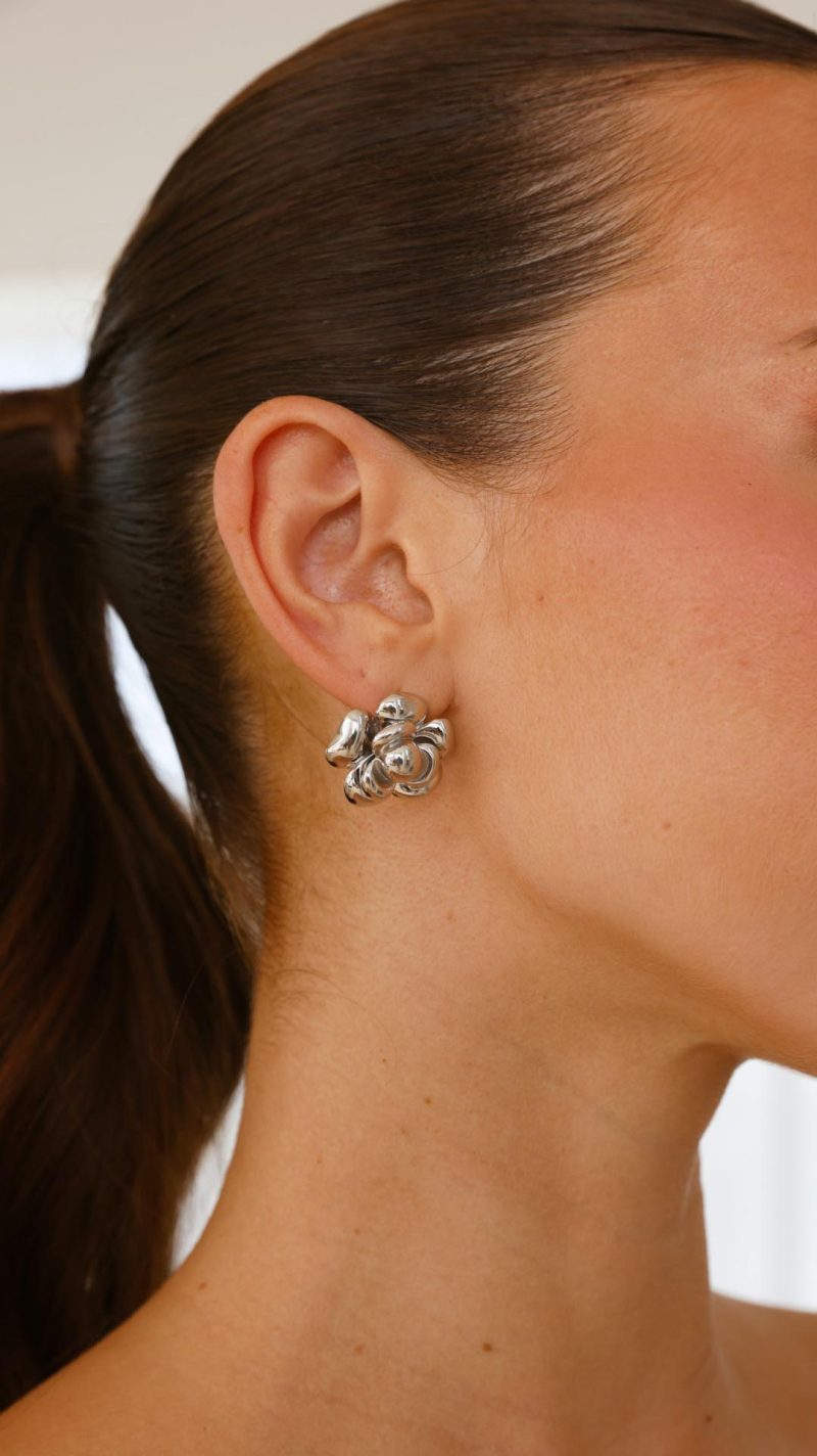 Toperth Silver Flower Statement Earrings – Toperth