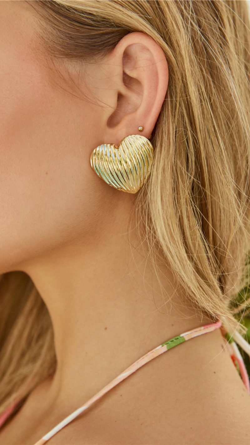 Toperth Gold Textured Heart Earrings – Toperth