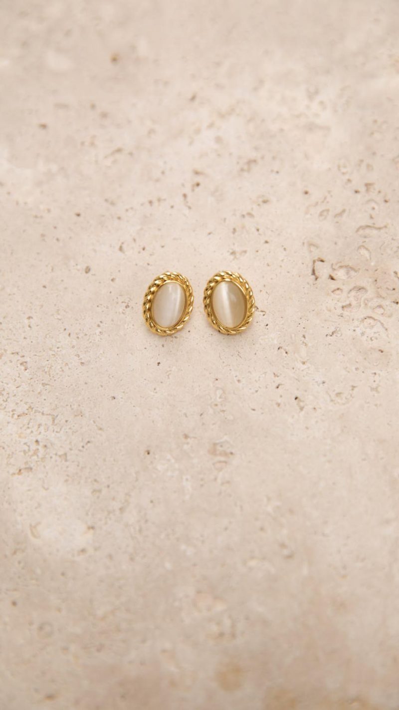 Toperth 18K Gold Vintage Oval Earrings – Toperth