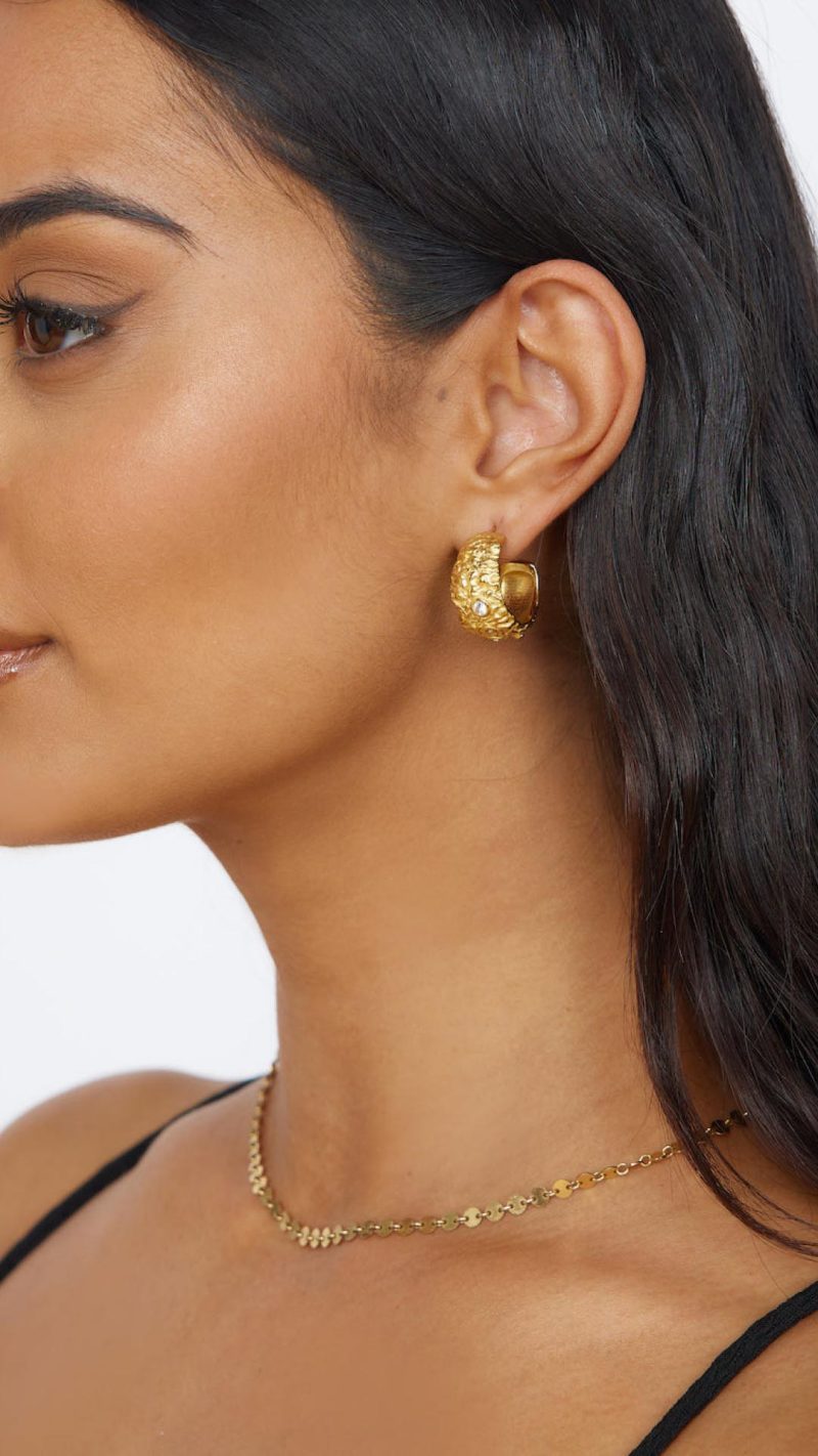 Toperth Textured 18k Gold Plated Hoop Earrings – Toperth