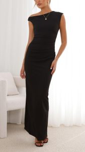 Lilith One-Shoulder Draped Evening Maxi Dress