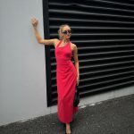 Toperth Red Asymmetrical Halterneck Maxi Dress photo review