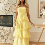 Toperth Yellow Tiered Ruffle Maxi Dress photo review