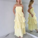 Toperth Yellow Tiered Ruffle Maxi Dress photo review