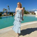 Toperth Blue Floral Tiered Ruffle Bow-Back Maxi Dress photo review