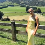 Toperth Yellow Satin Halter Tie-Back Maxi Dress photo review
