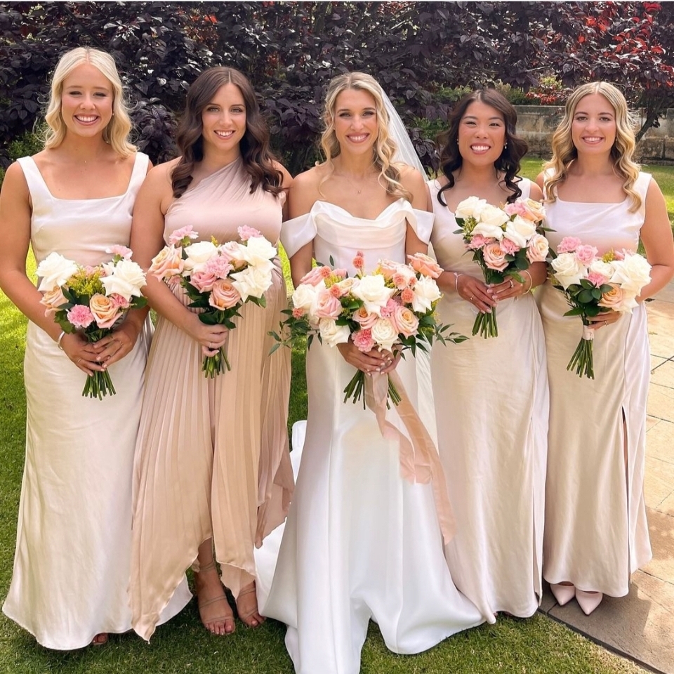 Toperth Champagne Satin Side-Gathered Maxi Dress photo review