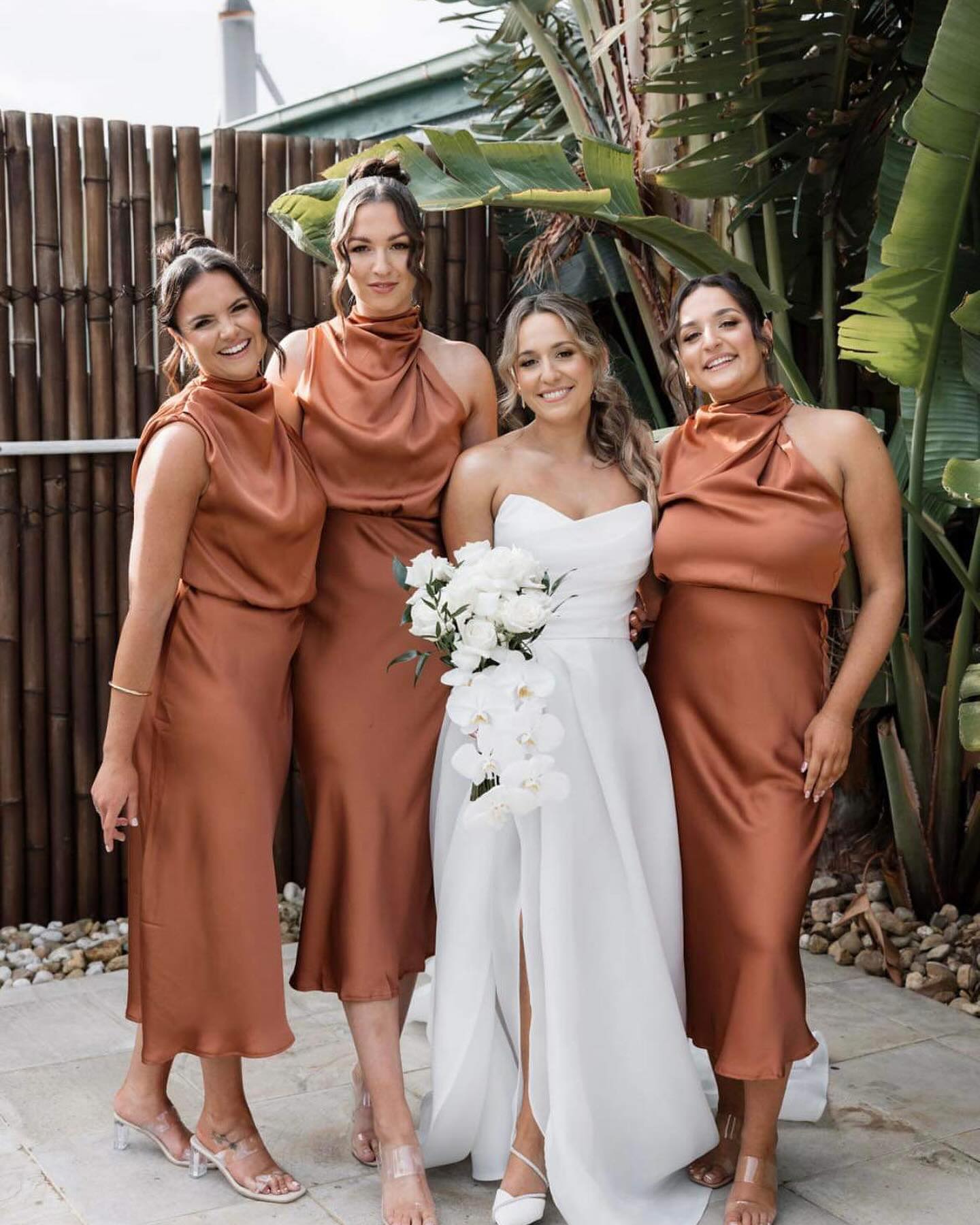 Toperth Copper High Neck Draped Maxi Dress photo review